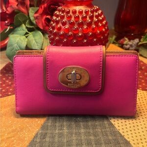 Kate Spade Pink and Brown Kisslock Wallet